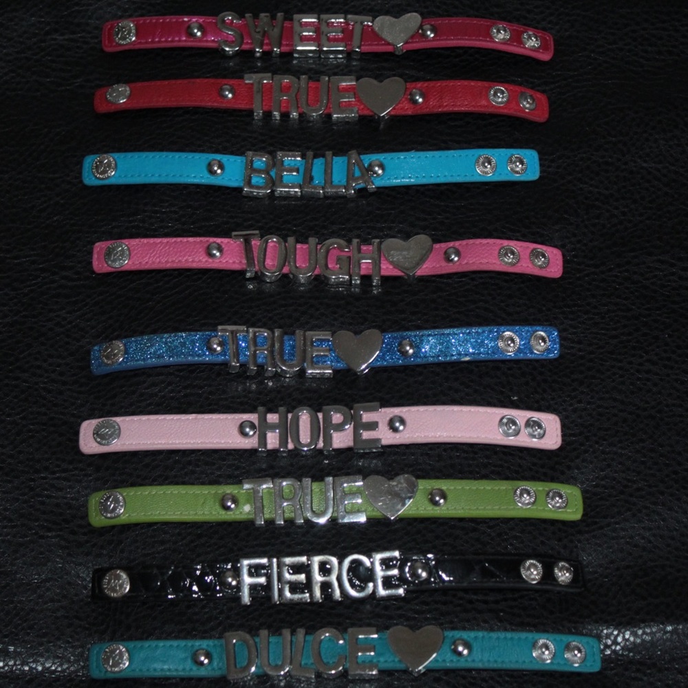 BCBG AFFIRMATION BRACELET • SILVER LETTERS